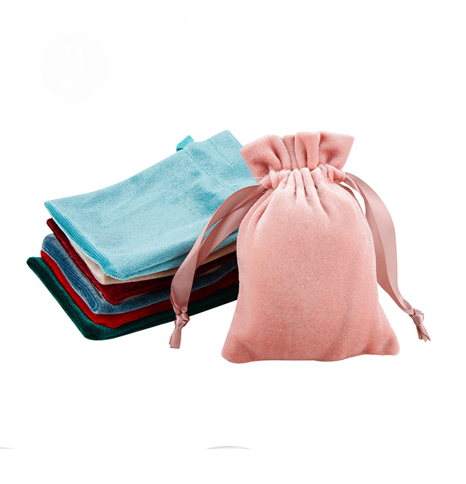 Custom Logo Printed High Quality Small Leather Suede Velvet Drawstring Packaging Bag for Jewellery