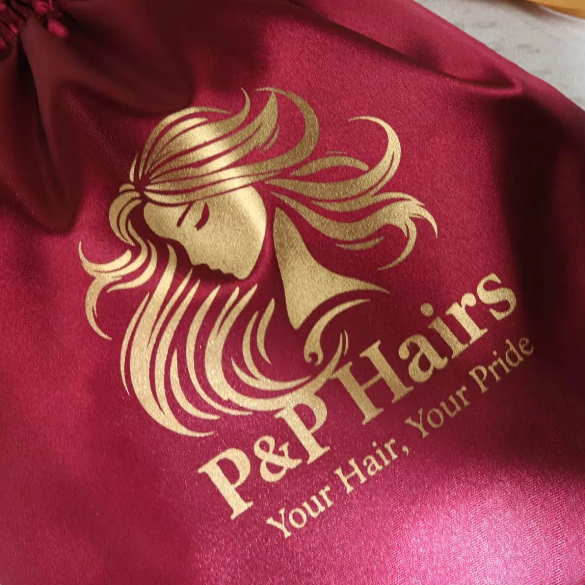 Custom Silk Satin Bag Pouch Wine Packaging Drawstring Bag Jewelry Pouch for Hair Extensions with Free Design Logo
