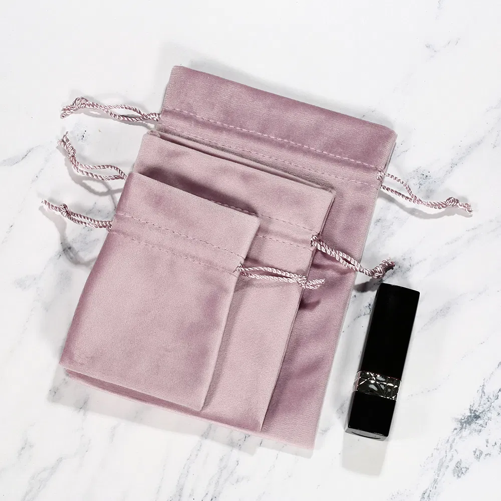 Custom Logo Printed Small Jewelry Velvet Bags Suede Drawstrings Pouch