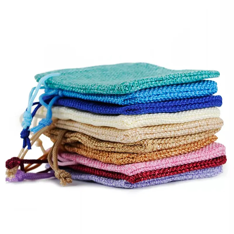 Custom Logo Printed Eco-Friendly Linen Pouch Shopping Drawstring Gift Jute Bag