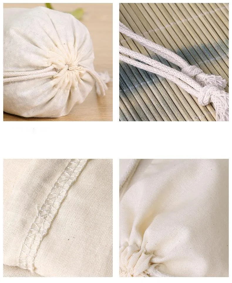 Cotton Storage Bags with Drawstrings Canvas Fabric Bread Bagsbulk Food Produce Reusable Muslin Natural Potato Onion Storage Bags for Cloth Shoe Bags