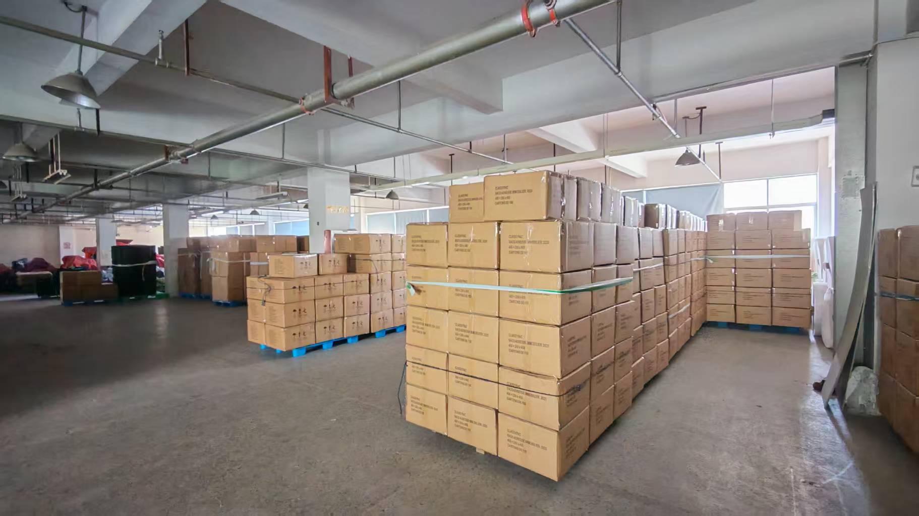 LAHD Bag factory warehouse showing large-scale inventory management and storage