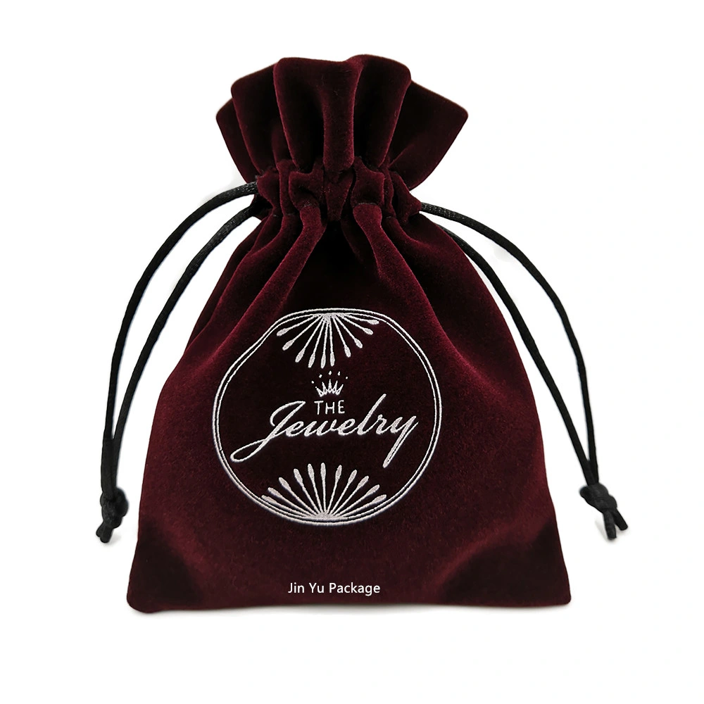 Custom Stitching Drawstring Jewelry Gift Velvet Suede Packaging Pouch Bag
