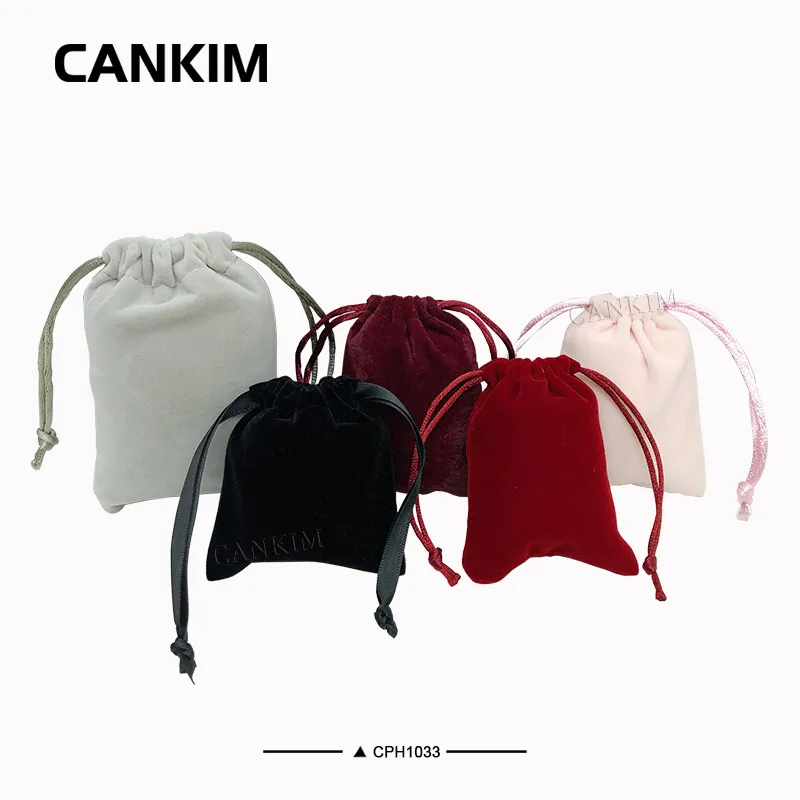 Customized Velvet Jewelry Drawstring Pouches Bag Pink Suede Gift Pouch