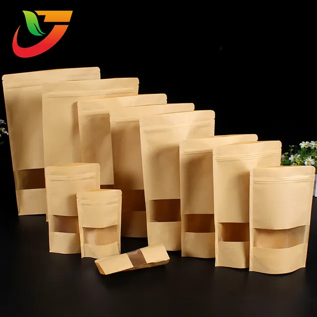 Kraft paper window-opening stand-up bag