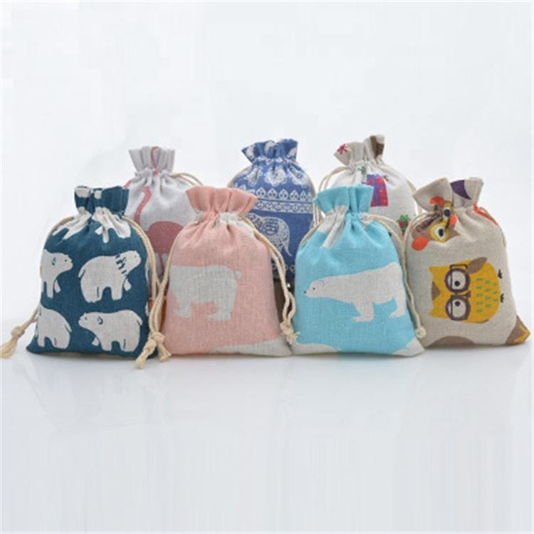 Vintage Linen Burlap Drawstring Pouch Muslin Cotton Candy Gift Bag Party Wedding Favors Holder Jewelry Packaging Jute Bag