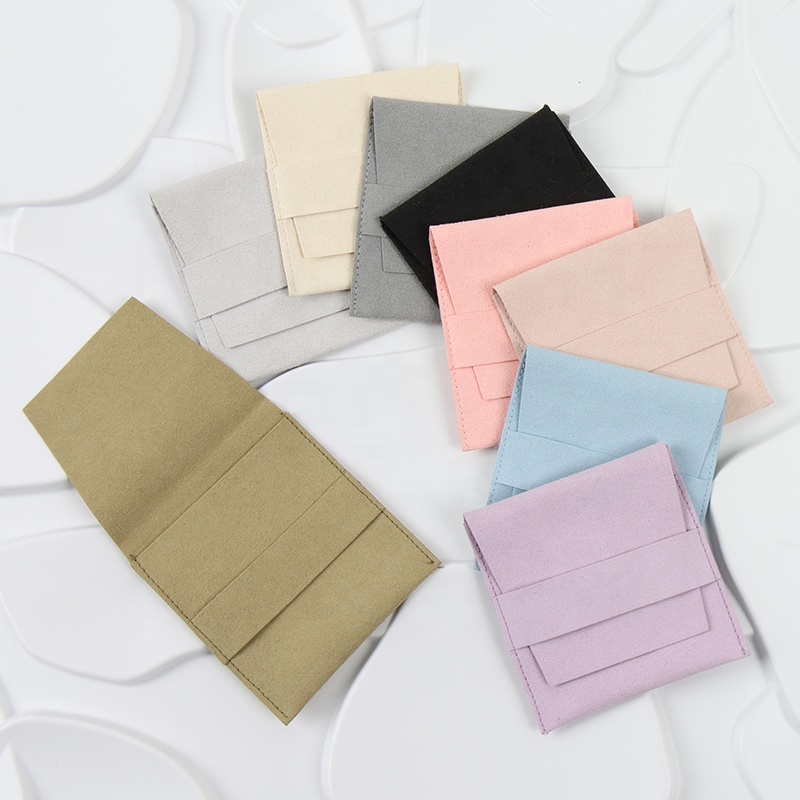 Luxury Small Microfiber Jewelry Pouch Eco-Friendly Premium Packaging Display Popular Gift Envelope Bag MOJU Brand 8*8cm Portable