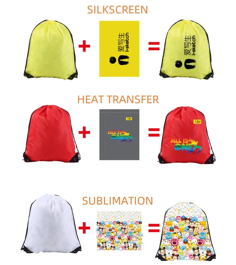 Wholesale 210d Sports Waterproof Polyester Nylon Drawstring Backpack Promotional for Kids