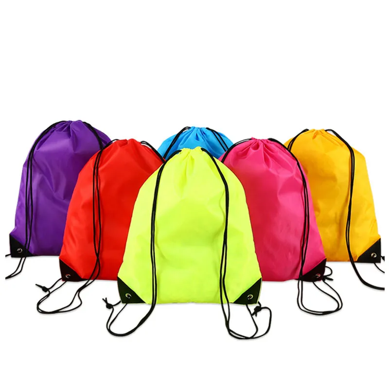 Custom Polyester Nylon Drawstring Backpack with Zipper Pocket Waterproof Gym Sports Training Bag