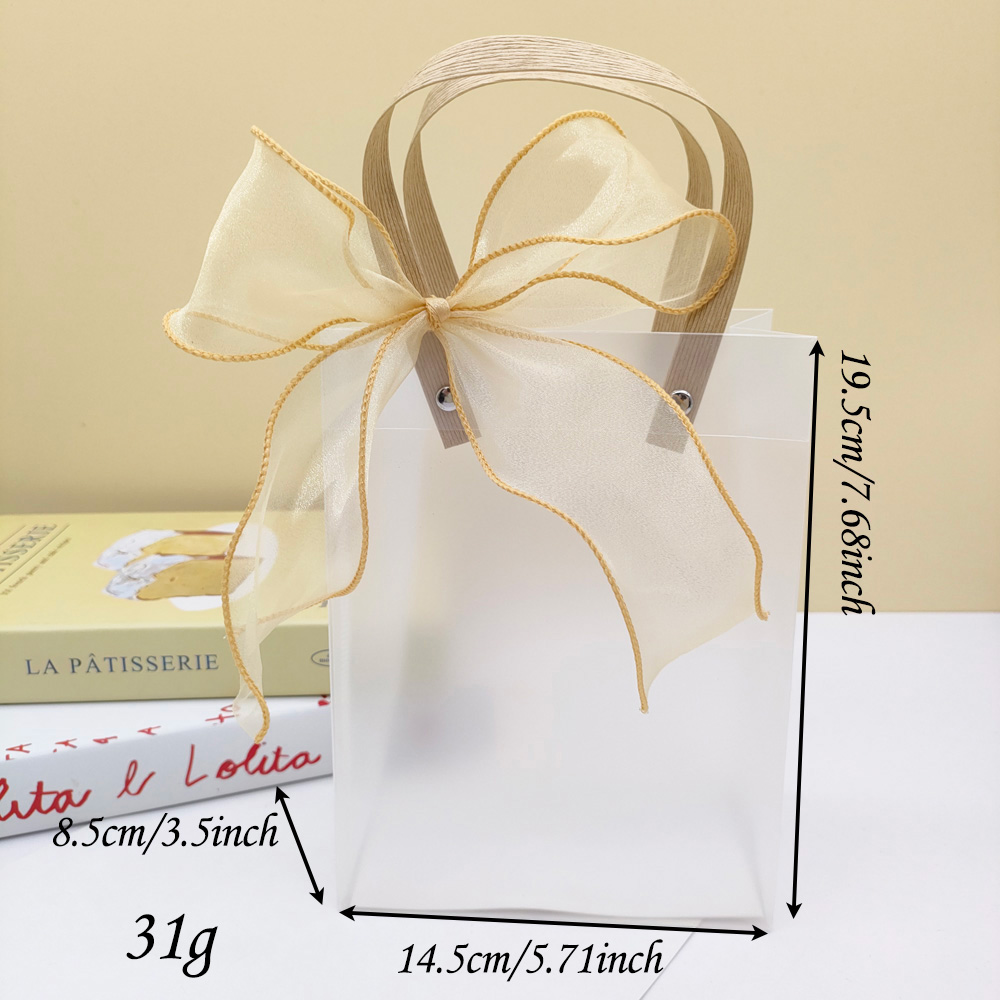 Factory Direct Luxury Transparent Gift Bag Custom Logo Elegant Chiffon Ribbon Bow Clear Handbag For Wedding Favors