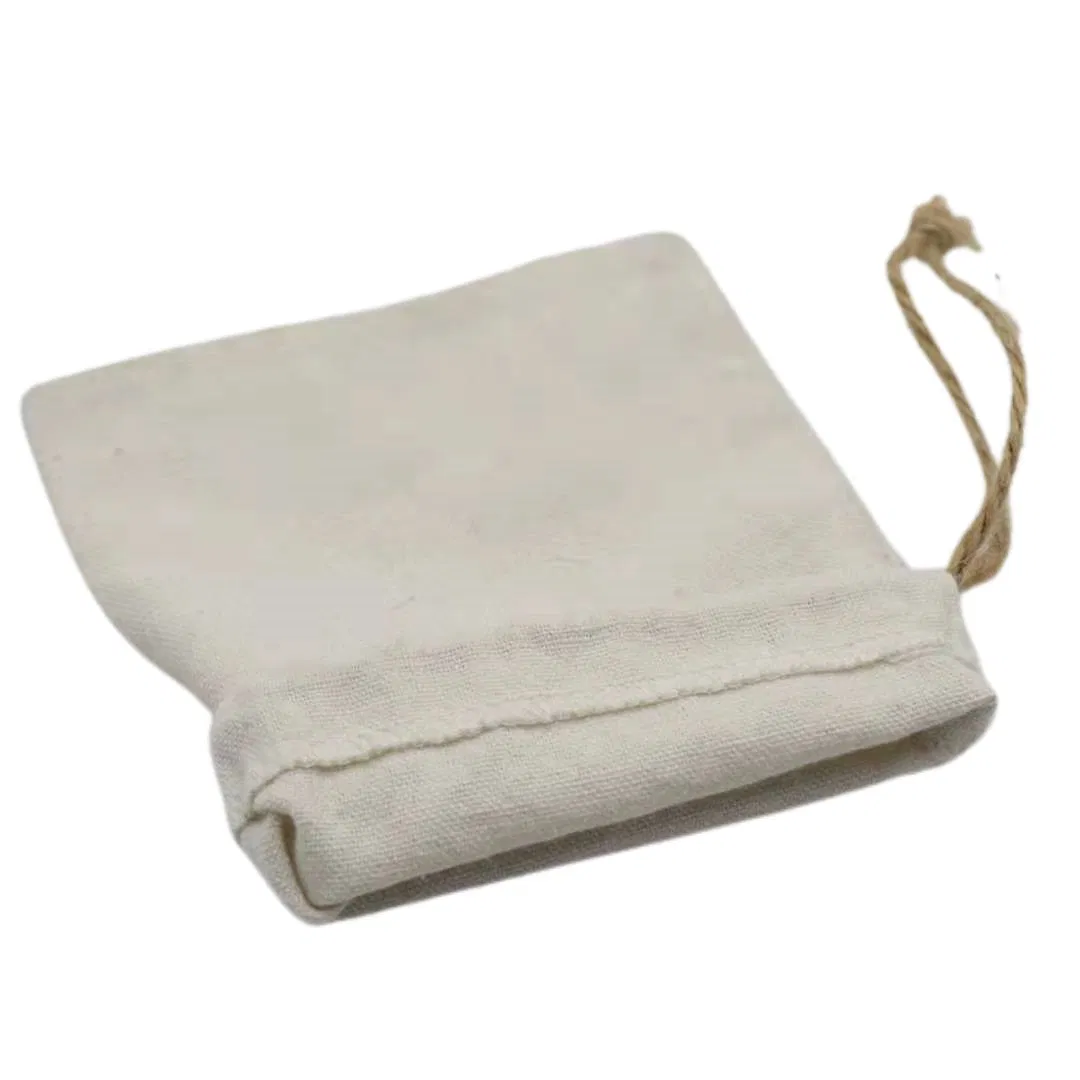 Source Manufacturers Promote The New Linen Bag with Delicate Texture and Drawstring Mouth Cotton Bag Food Tea Small Storage Bag