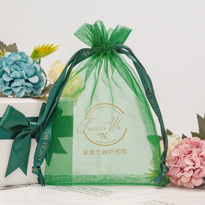 Custom Mesh Organza Pouches Candy Bags Organza Gift Bag Drawstring Custom Organza Bag Wholesale