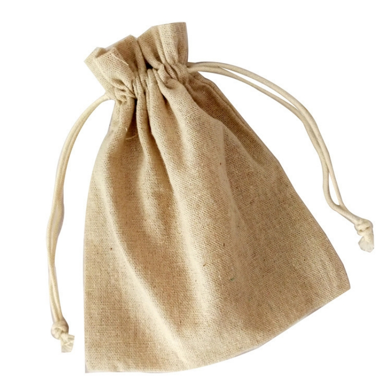 Custom Bread Jute Linen Drawstring Storage Bag