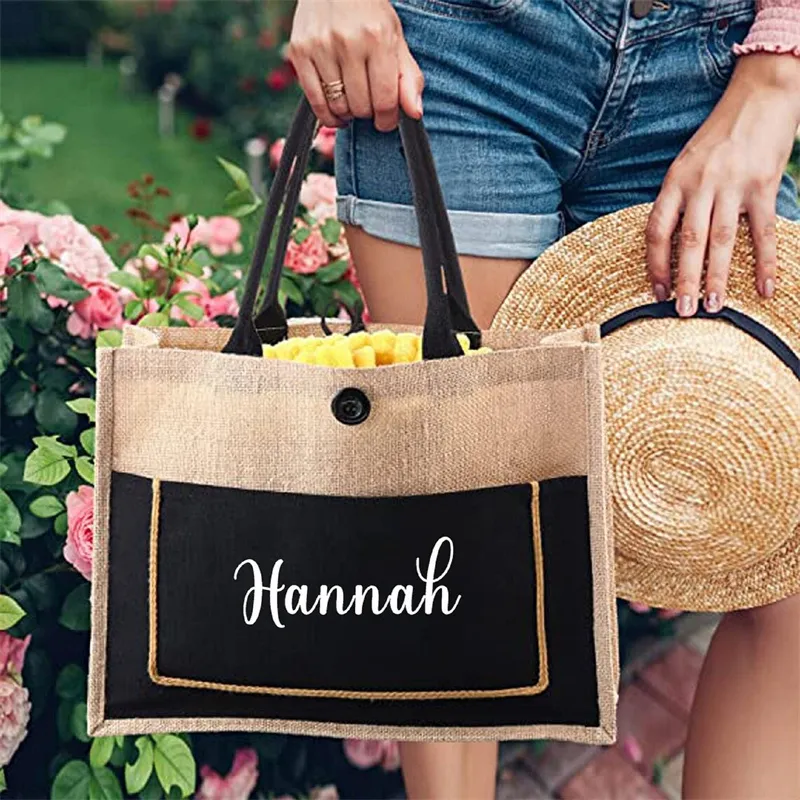 Wholesale Natural Burlap Drawstring Pouch Custom Printed Gift Bag Interesting Casual Handbag Design for Wedding Favor Party Supply