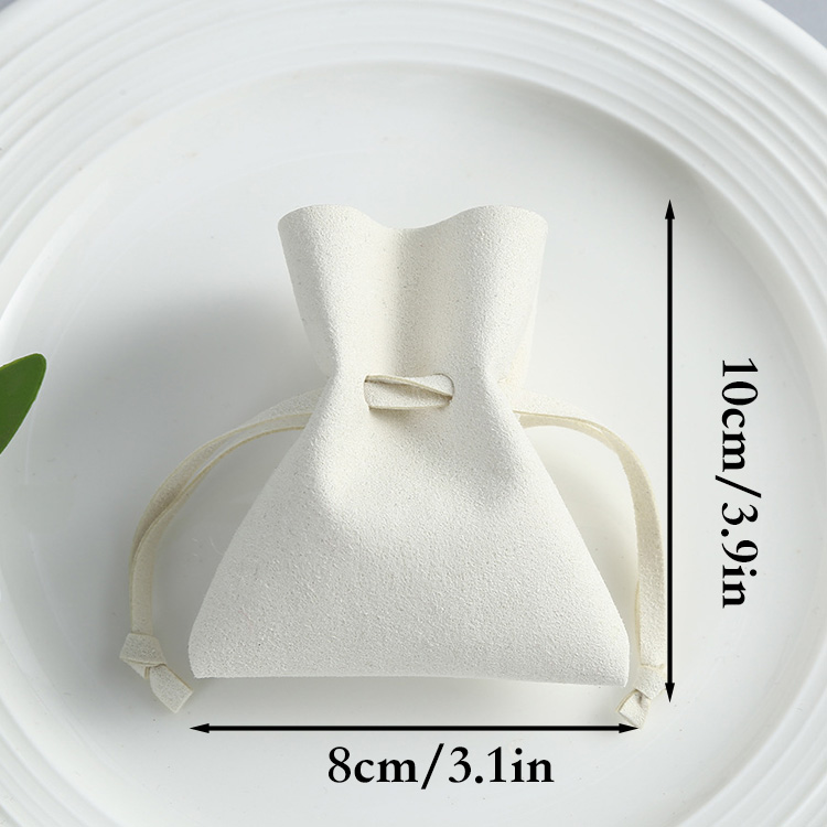 Custom Logo Microfiber Bag with Drawstring Pouches 8x10cm Small Jewelry Gift Bags Faux Leather Earring Ring Wedding Favor