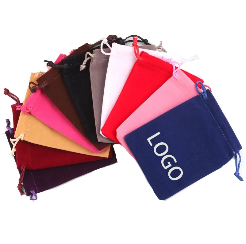 Custom Printed Suede Drawstring Jewelry Velvet Pouches