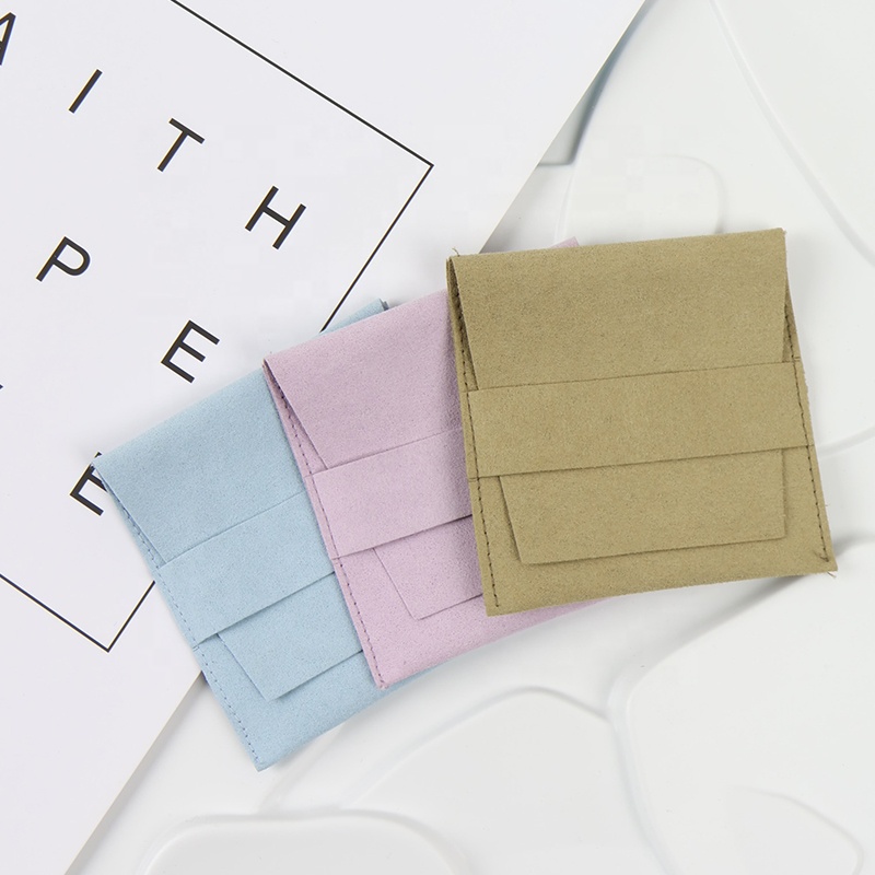 Luxury Small Microfiber Jewelry Pouch Eco-Friendly Premium Packaging Display Popular Gift Envelope Bag MOJU Brand 8*8cm Portable