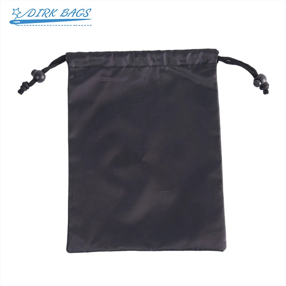 Custom Printed Reusable Black Twill Polyester Fabric Drawstring Packaging Bag Pouch Image 2
