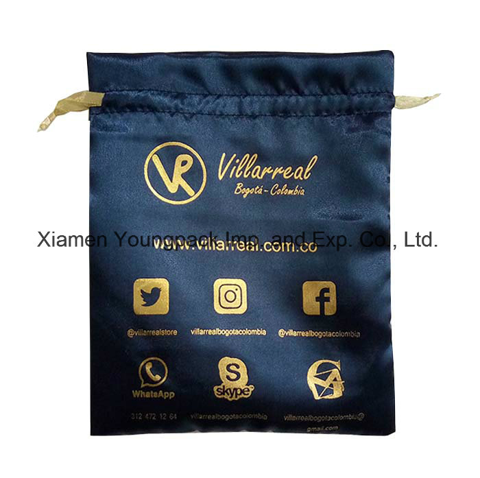 Personalized Custom Printed Luxury Small White Satin Fabric Jewelry Pouch