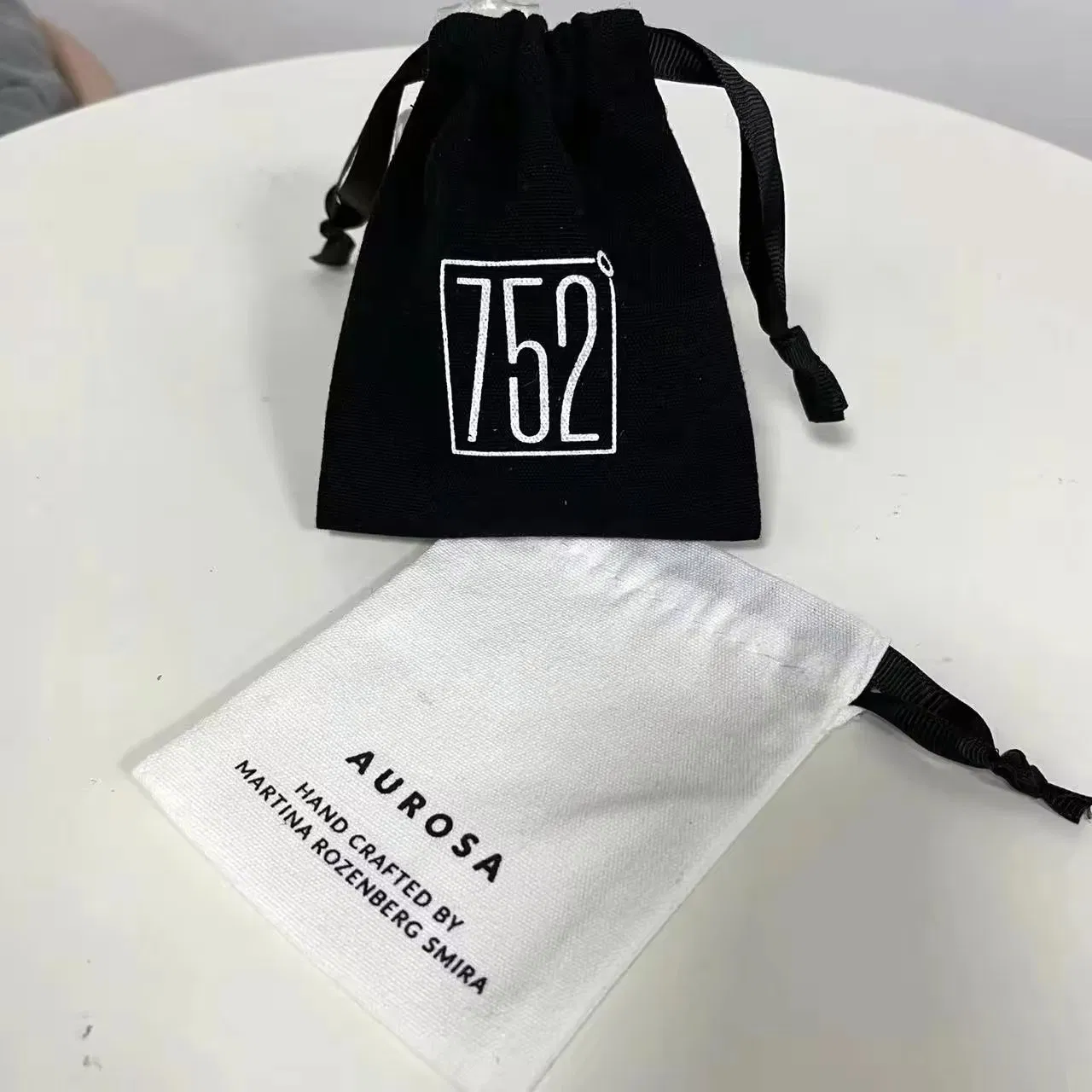Custom Jewelry Packaging Pouch Customized White Organic Cotton Canvas Drawstring Bag