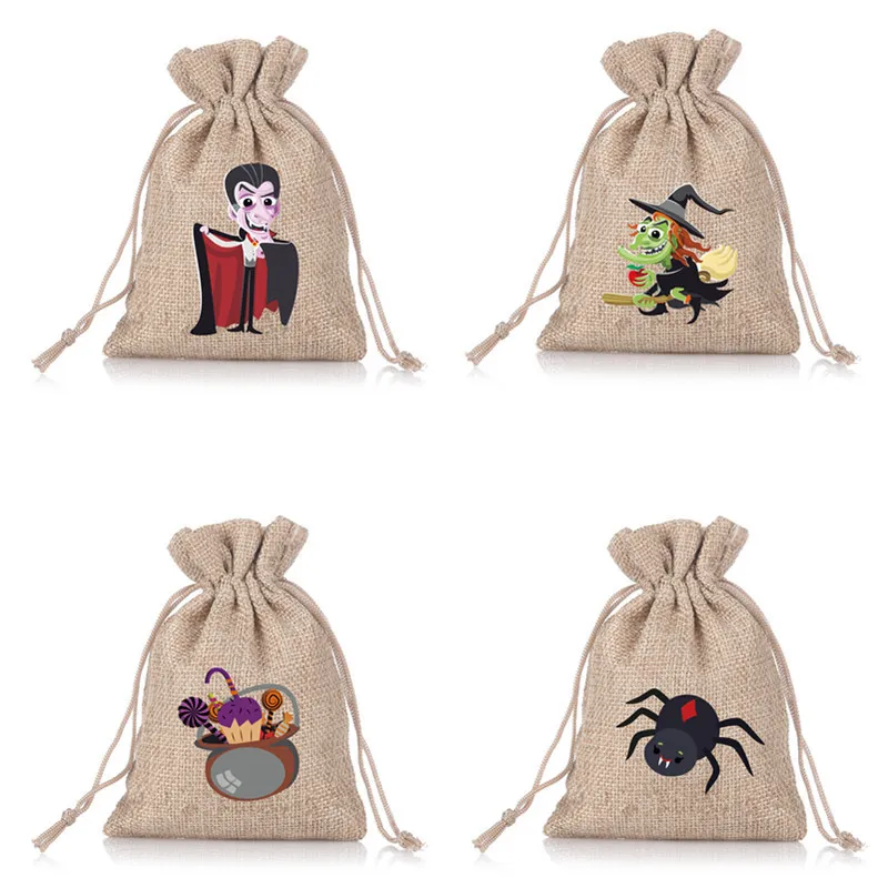 Hot Sale Halloween Burlap Favor Drawstrings Party Gift Candy Bags