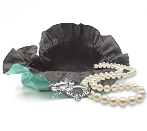 Fabric Drawstring Gift Bag Soft Satin Gift Pouch with Silk Ribbon Printed Logo Silk Jewelry Bag