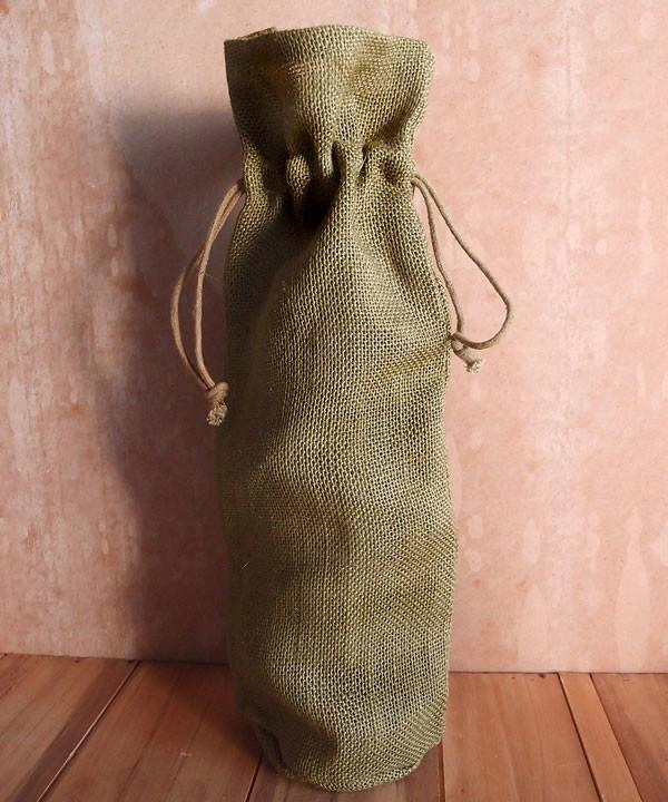Eco-Friendly Single Bottle Jute Wine Bags with Drawstring