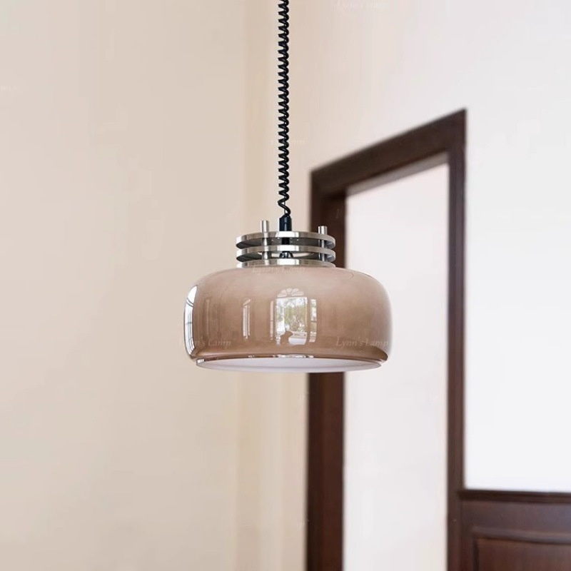 Modern Lighting Coffee Creamy White Glass Vintage Adjustable Height Hanging Glass Pendant Lamp (ZY-D035)