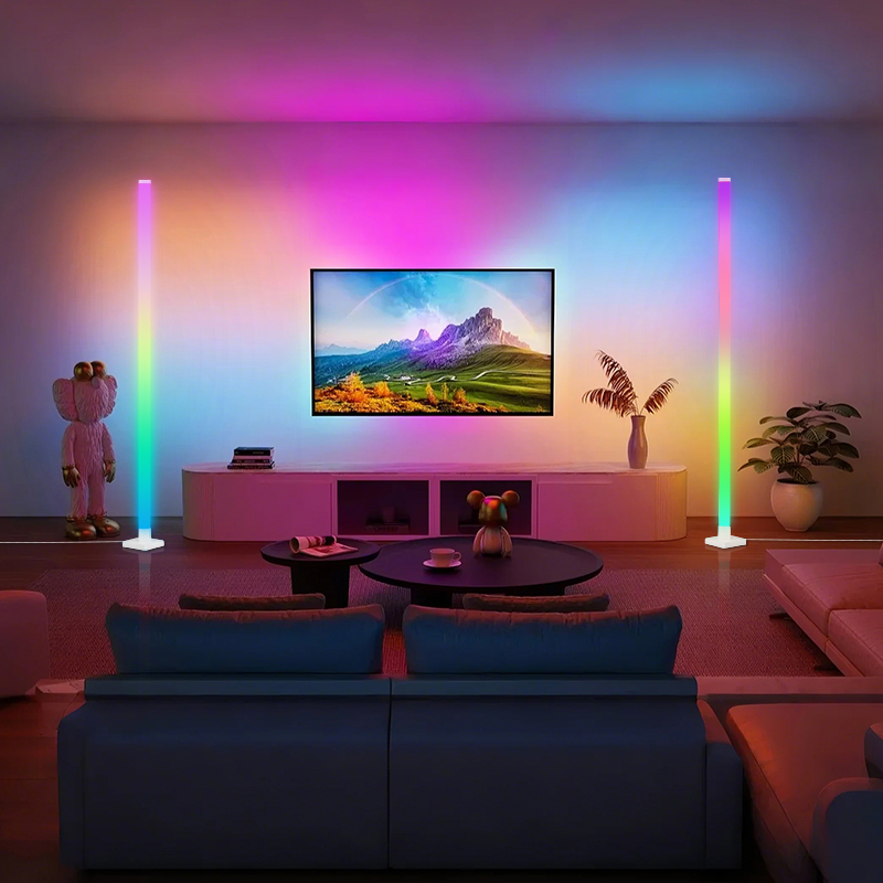Modern Home Decor Smart Standing Light RGB Dimmable Music Sync Corner LED Lamp RGB Floor Lamps
