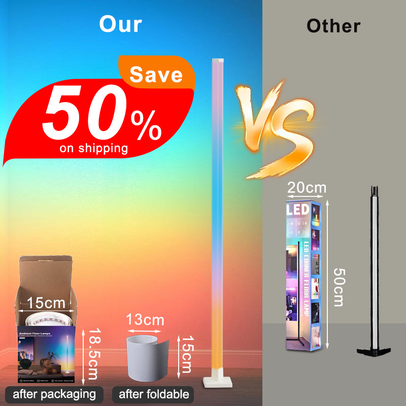 Modern Home Decor Smart Standing Light RGB Dimmable Music Sync Corner LED Lamp RGB Floor Lamps