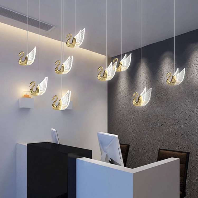 Custom Modern Hotel Lobby Luxury Swan Combination Crystal LED Decorative Chandelier Lighting