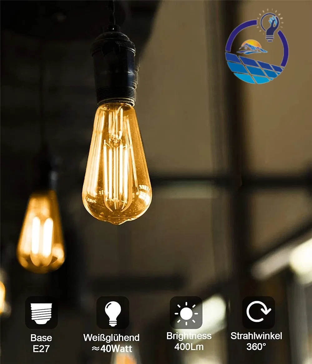 St64 Vintage Dimmable LED Filament Bulb 4W E27 Amber Glass Warm White Decorative Lamp