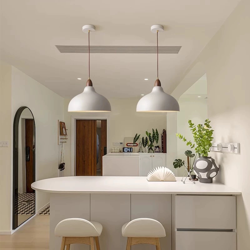 High-quality Scandinavian Minimalist Industrial LED Kitchen Light Wrought Iron Dining Room Decor Chandelier Black/White Lighting
