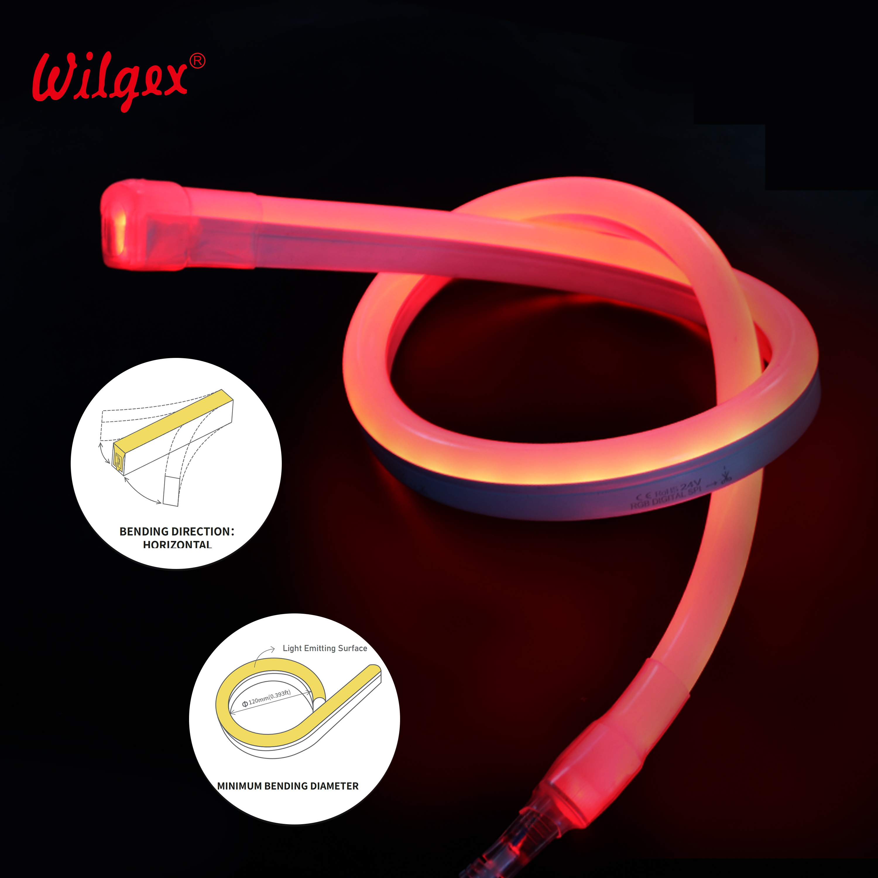 10x20mm RGB Flexible Neon Light IP68 Waterproof 24V/110V/220V Programmable LED Strip for Architectural Lighting