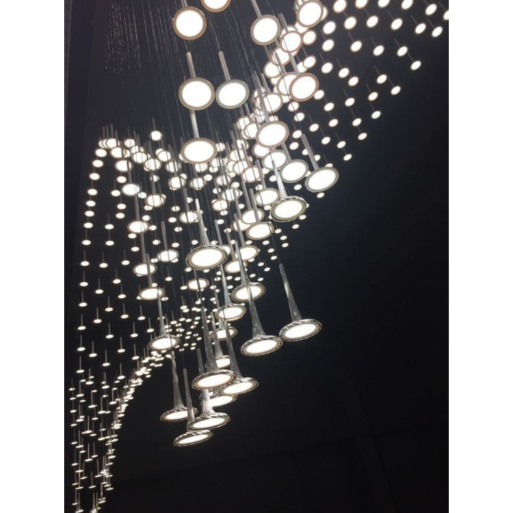 Custom Aluminum Acrylic Chandeliers Square Decoration Pendant Light Lamp Indoor Hotel Modern LED Chandelier