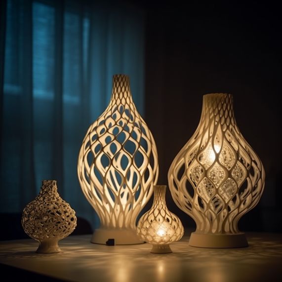 Unique Fashionable Customized 3D Print Modern DC Powered Plastic Small Batch Fast Shaping LED Table Lamp
