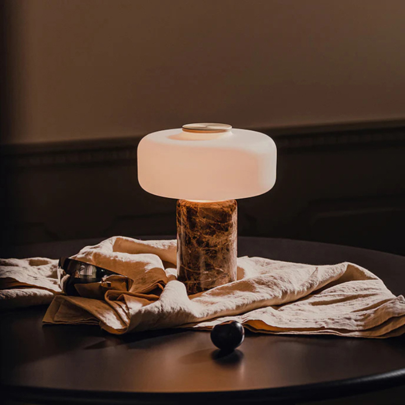 Modern Luxury Rechargeable Marble Glass LED Decoration Table Lamp Desk Light for Living Room Bedroom Study Lighting Fixtures