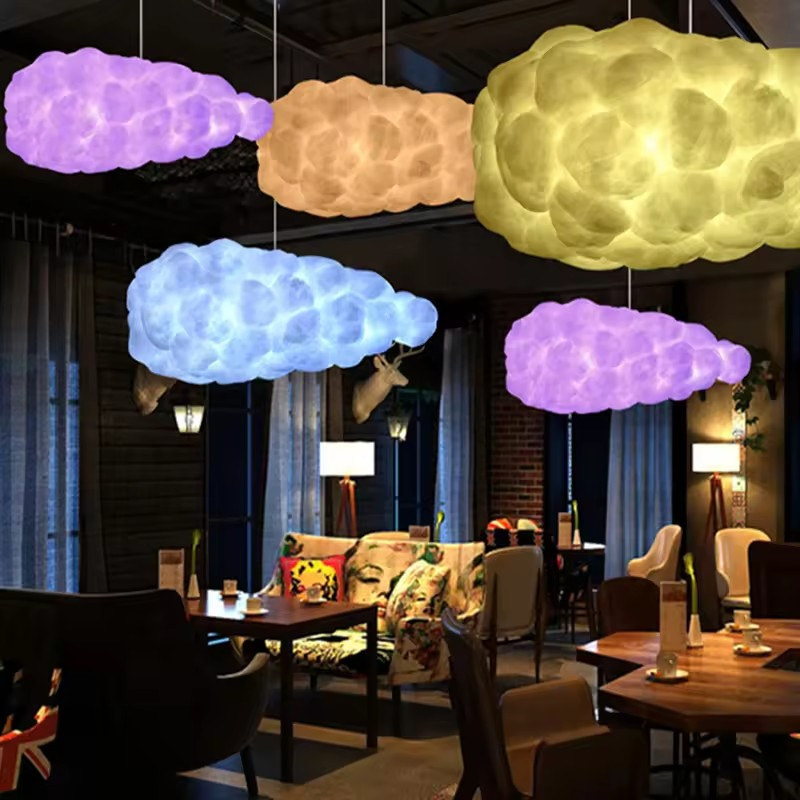 Mounted PVC Fiber Cloud Shade Chandelier Lighting Bar LED Decorative Pendant Lamp for Indoor