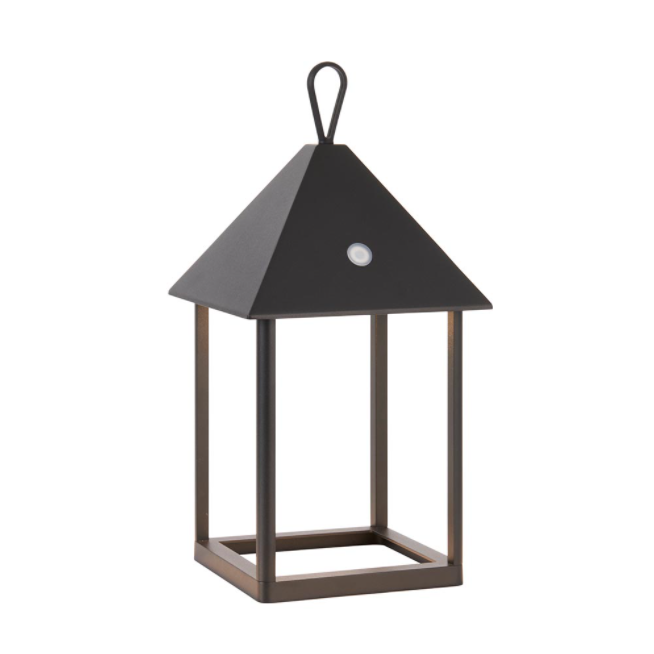 Modern Black Aluminum Waterproof Hanging Dimmable Outdoor Table Lamps Square Shade Battery Operated Decorative Lighting