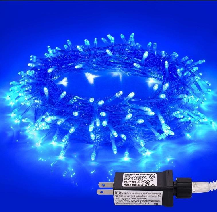 100 LED Connectable String Lights 33FT Warm White Waterproof Twinkle Fairy Lights Clear Wire Plug-in for Outdoor Christmas Decor