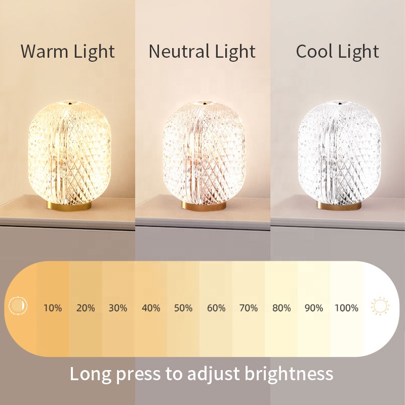 Custom LED Night Light Table Lamp Aluminum Body Touch Switch with Battery Dimmable for Bedroom Restaurant Bar Atmosphere