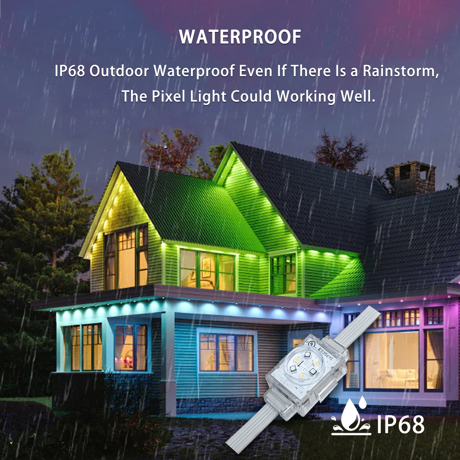 HRSYT UL CUL DC48V Waterproof IP68 Permanent Outdoor Christmas Holiday Lights For House RGB RGBW LED Pixel Point Lights
