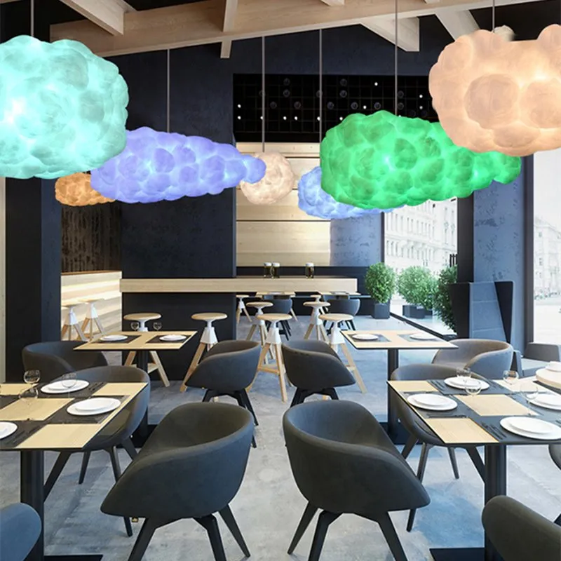Mounted PVC Fiber Cloud Shade Chandelier Lighting Bar LED Decorative Pendant Lamp for Indoor