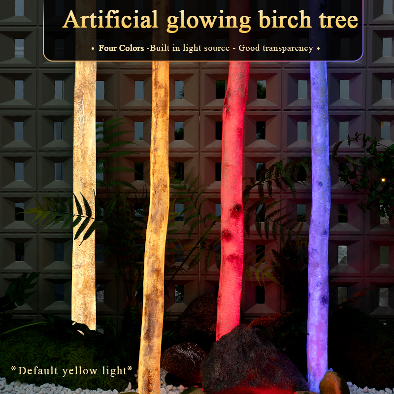 Aluminum Material IP65 Solar AC Powered 1m 2m Luminous Glowing LED Birch Tree Trunk Lighted Outdoor Decoration