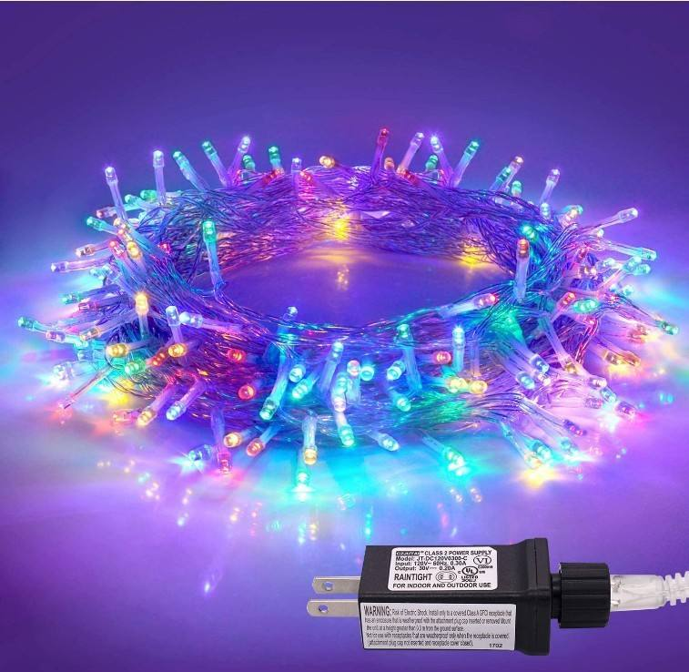 100 LED Connectable String Lights 33FT Warm White Waterproof Twinkle Fairy Lights Clear Wire Plug-in for Outdoor Christmas Decor