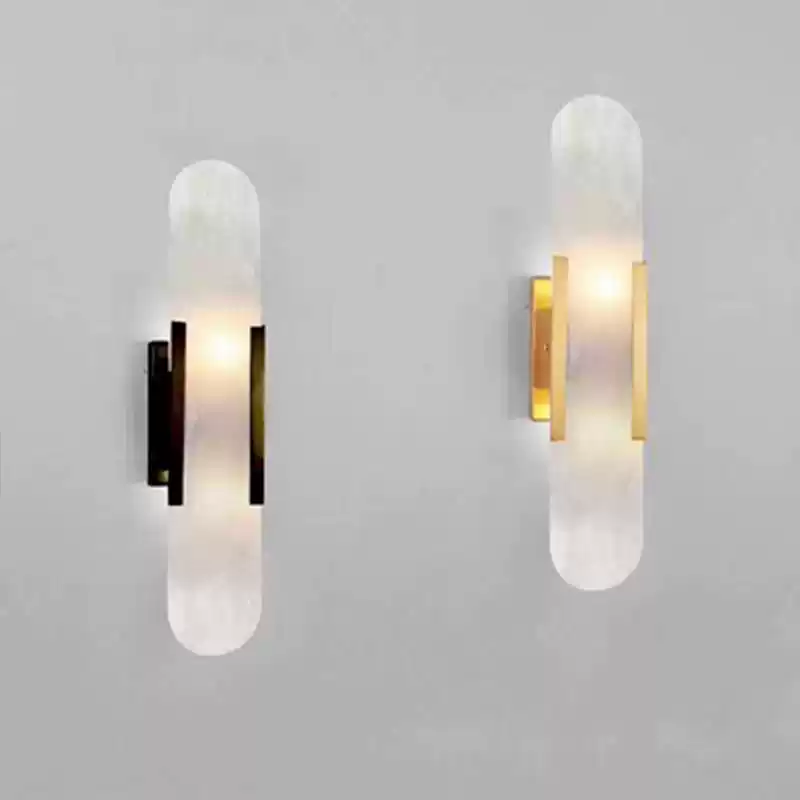 Hullxine Luxury Modern Interior Vertical High-End Iron Marble LED Dimmable Wall Sconce Light For Home Office Hotel Villa
