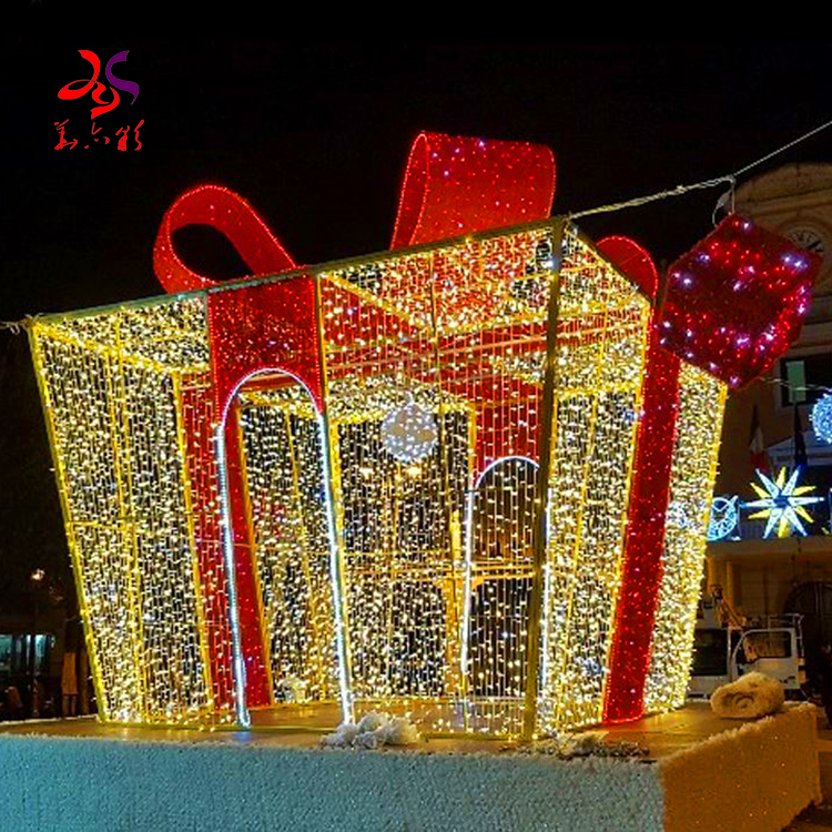 Hot Sale Flashing Good Quality Beautiful Fancy Creative Christmas Big Customized Led Gift Box Light For Garden Decoration