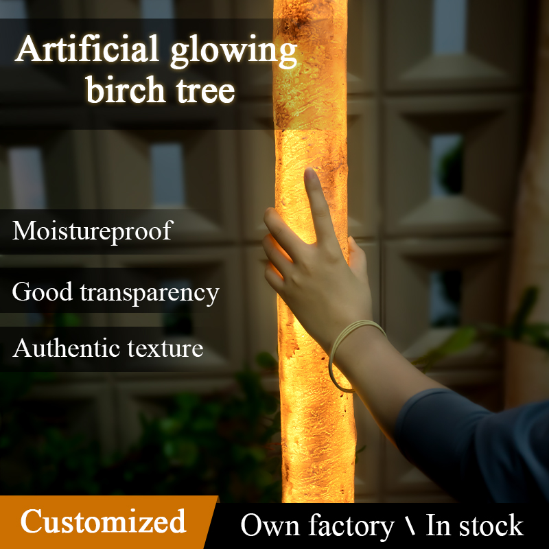 Aluminum Material IP65 Solar AC Powered 1m 2m Luminous Glowing LED Birch Tree Trunk Lighted Outdoor Decoration