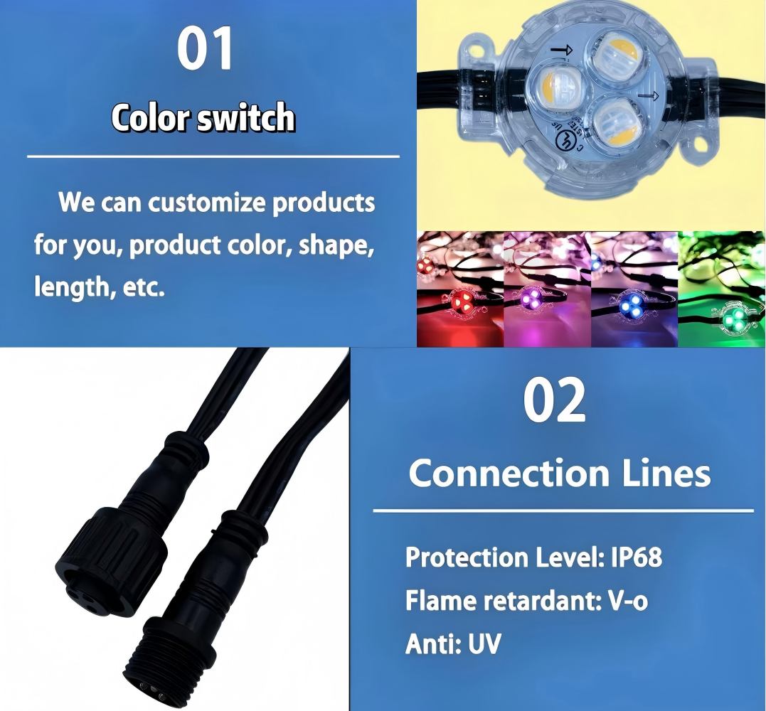 Misrabbit Hot Sale Christmas Dc12V 30mm RGBW Permanent Pixel Lighting Outdoor with Aluminum Track IP68 Lights Multi-year Use