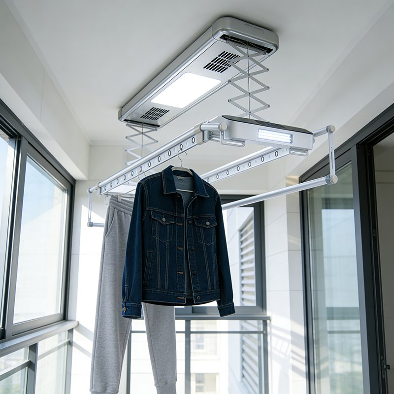 Advanced Smart Balcony Clothes Drying System with UV Disinfection